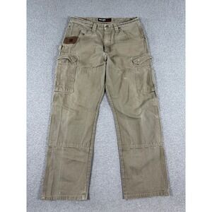 Wrangler Riggs Pants Men's 34x32 Brown Workwear Ripstop Cargo Straight Relaxed